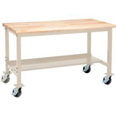 GLOBAL EQUIPMENT Mobile Production Workbench w/ Maple Safety Edge Top, 72"W x 30"D, Tan 253990TN